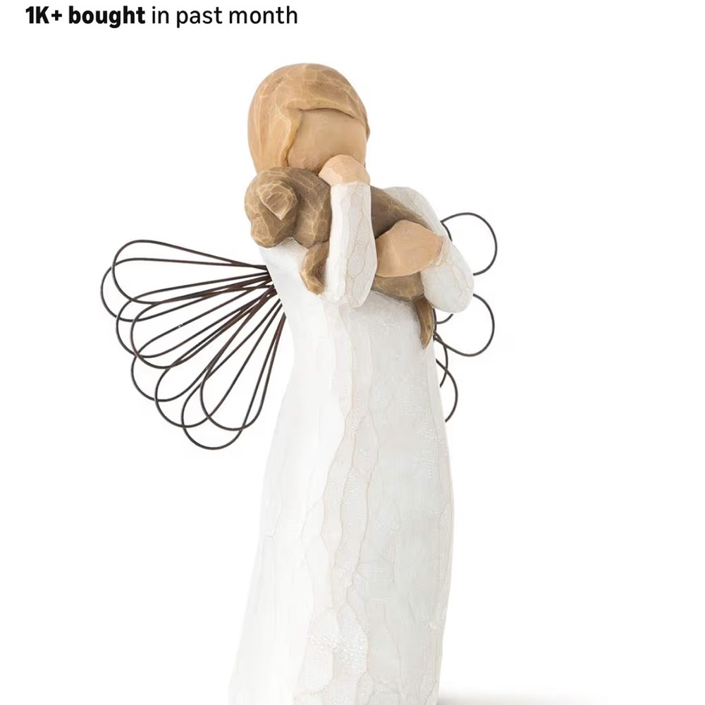 Willow Tree Angel with Dog - Cream and Brown